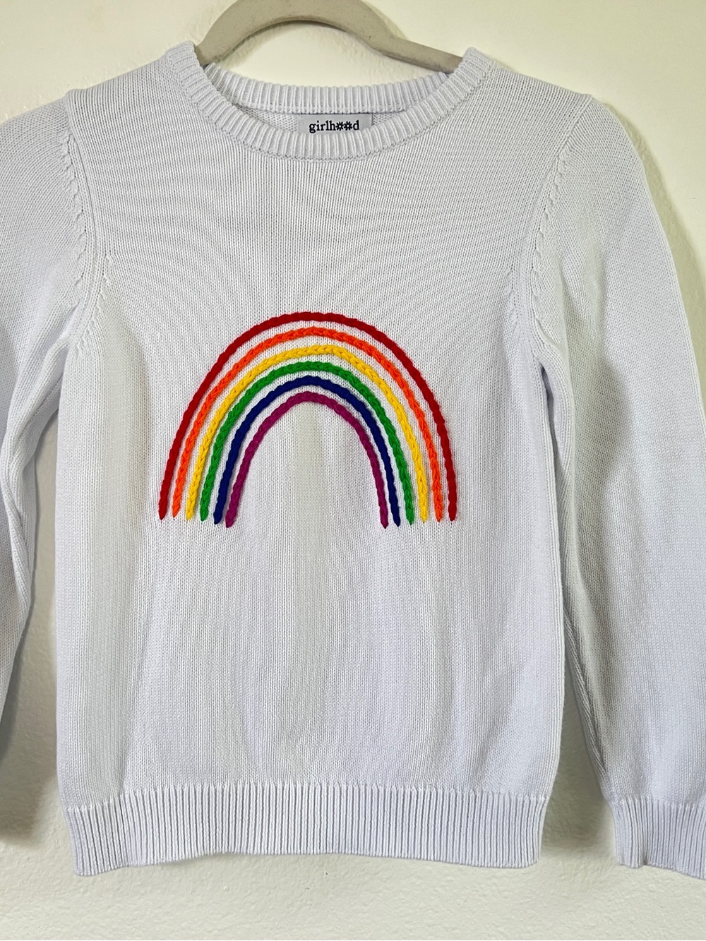 Little Stocking Co - girlhood White Rainbow Knit Sweater